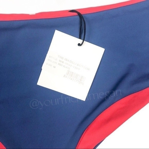 Solid & Striped Isabeli Red or Blue Reversible Cheeky Bikini Bottoms - Picture 6 of 9
